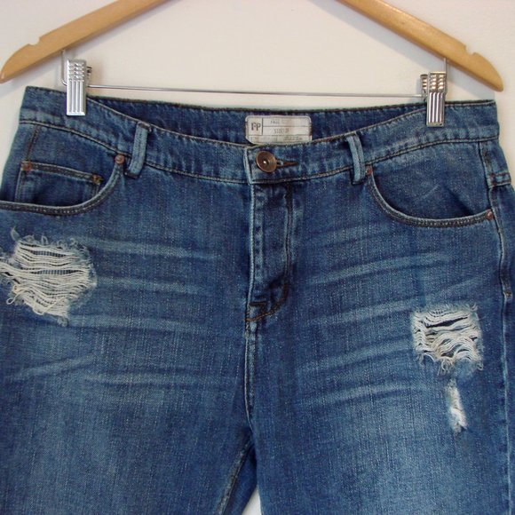 Free People Jeans Anthropologie Distressed Straight Leg High Waist Button Sz 29 - Picture 3 of 15